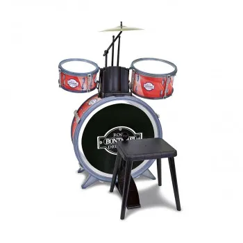 Сет тапани со столче, Toy Band, Rock Drum Set, 4 елементи, црвени 