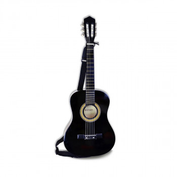 Дрвена гитара со ремен, Wooden Guitar, црна, 92cm 