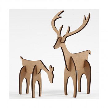 Сет од 2 дрвени фигури, Stag and Hind 
