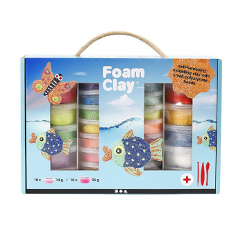 Сет глина за изработка + алатки, Foam Clay® Set, 10 x 35g, 18 x 13g, 3 алатки 