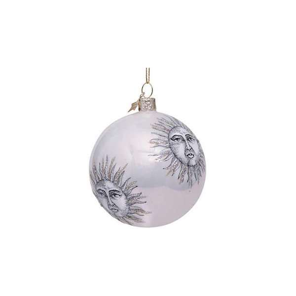 Лампион, White Pearl with Sun Faces, Ø8cm 