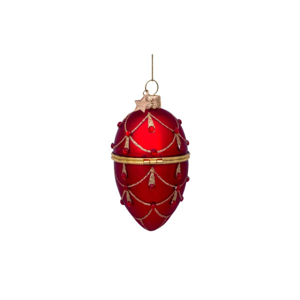 Лампион, Red Egg with Red Diamonds, 10cm