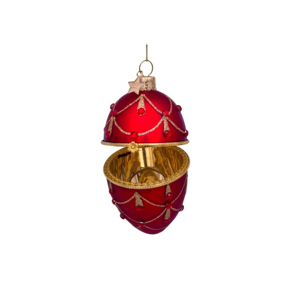 Лампион, Red Egg with Red Diamonds, 10cm