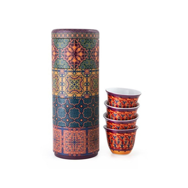 Сет од 4 шолји за кафе и метална кутија, Vagabonde, 60ml 