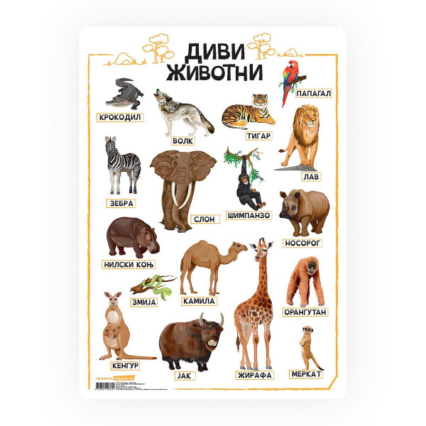 Постер, Диви животни, пластифициран 