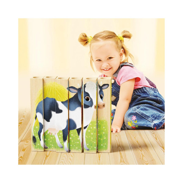 Дрвена сложувалка, Four Puzzle - Farm Animals, 6 парчиња
