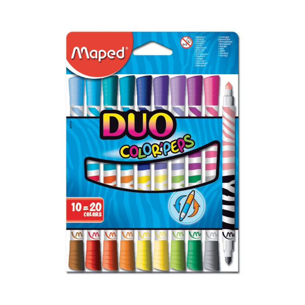 Фломастери - двострани, Color'Peps, 10=20 бои 