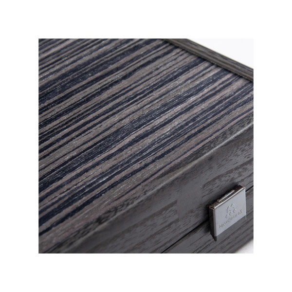 Сет за табла, Premium Handcrafted Black Oak with Silver Stripes