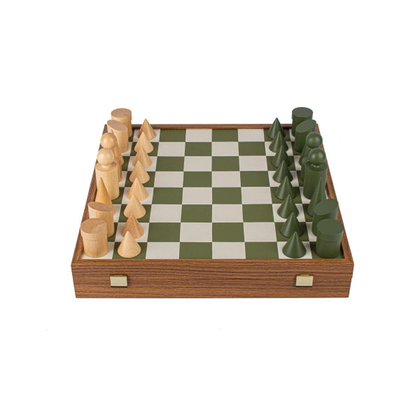 Сет за шах, Bauhaus Style, зелен, 40 x 40 cm