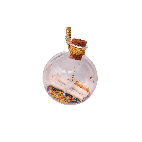 Лампион, Transparent Bauble with Gold Glitter and Message 