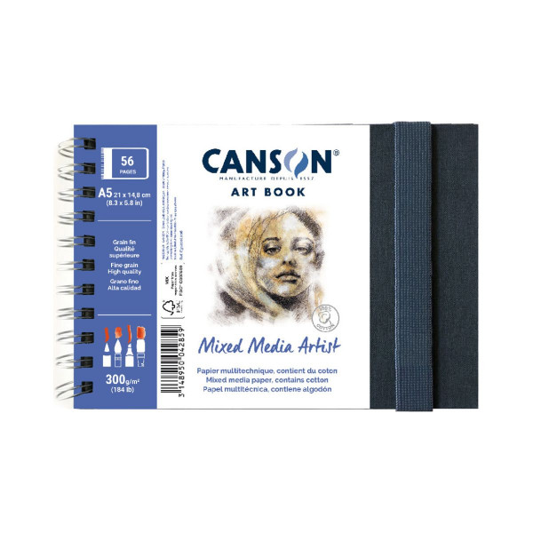 Скицник со спирала, Mixed Media Artist Art Book, А5, 300g, 56 листа 