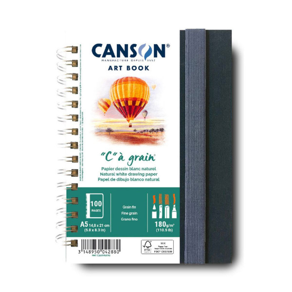 Скицник со спирала, Canson C à grain Art Book, А5, 180g, 50 листа 