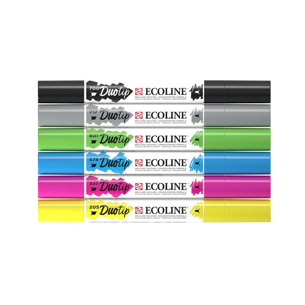 Сет двострани маркери, Ecoline - Basic, 6 бои