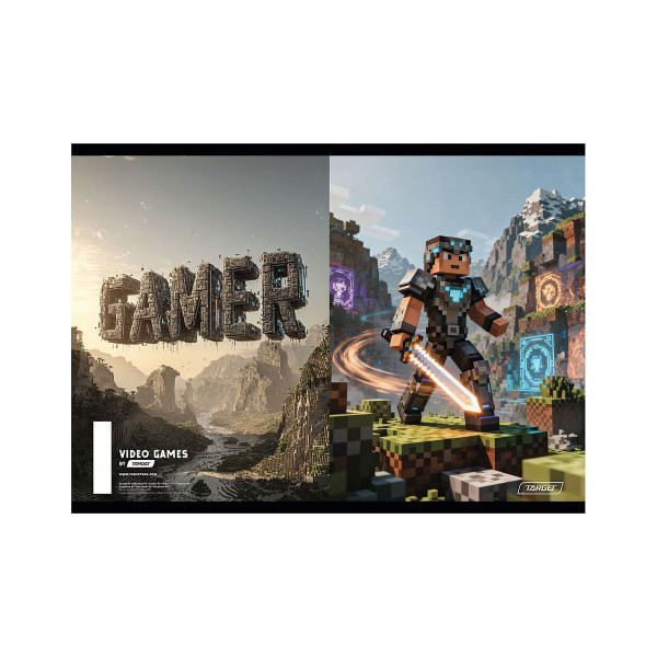 Тетратка, Target - Gamer, A4, 54 листа, коцки 