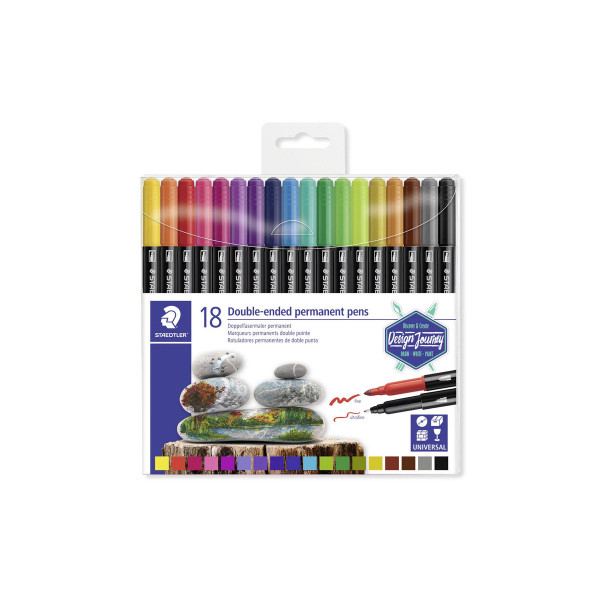 Сет од 18 двострани перманентни фломастери, STAEDTLER® Design Journey 