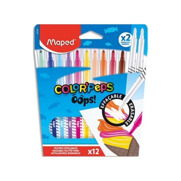 Сет од 12 фломастери кои се бришат, Color'Peps - Oops! 