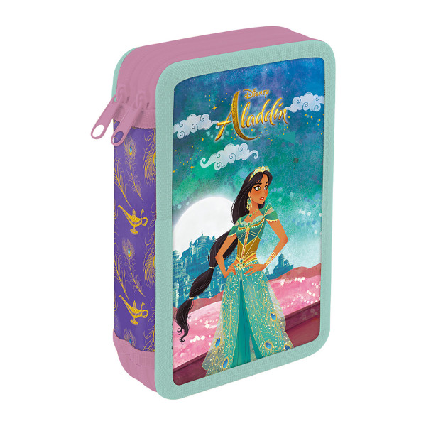 Несесер за моливи со два патенти - полн, Disney - Aladdin, 25 парчиња 