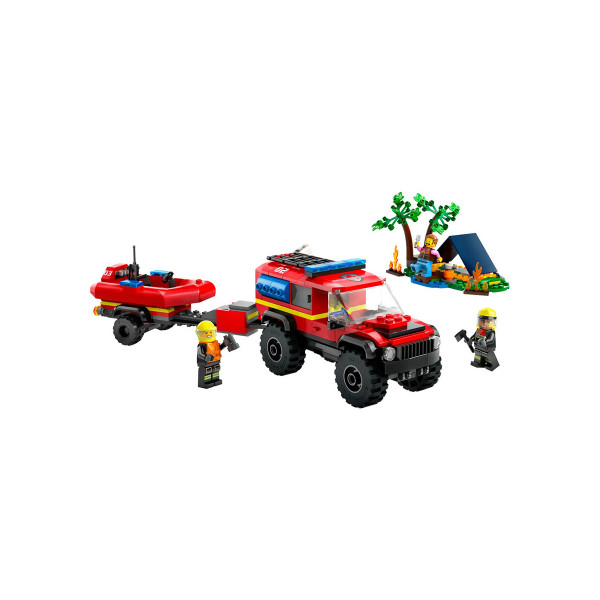 LEGO коцки, City, 4x4 Fire Truck with Rescue Boat 