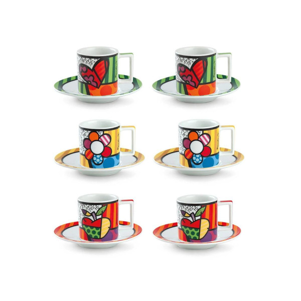Сет од 6 шолји за еспресо со тацни, Britto