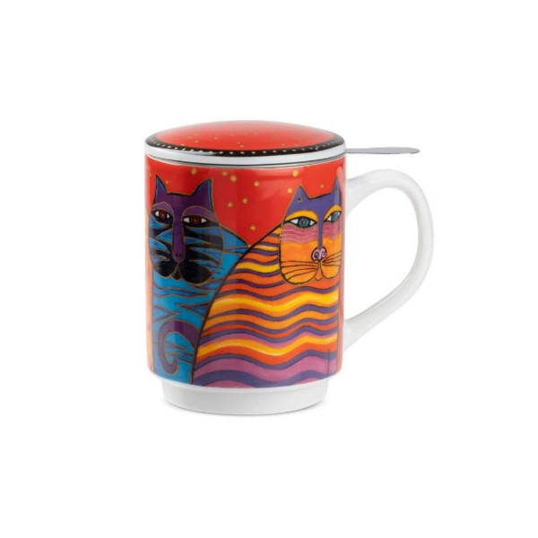 Шолја за чај со инфузер, Laurel Burch Red, 350ml 