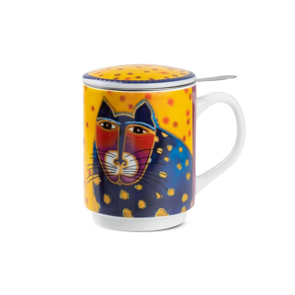 Шолја за чај со инфузер, Laurel Burch Yellow, 350ml