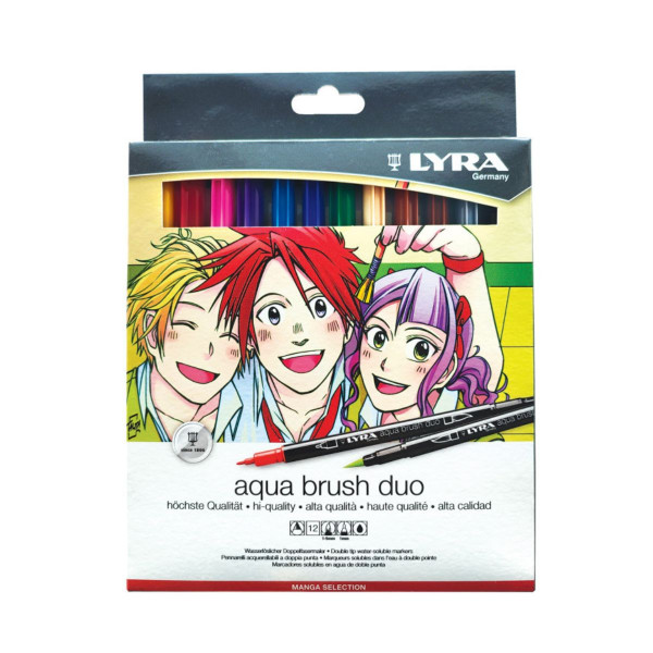 Сет двострани брашпенс, LYRA Aqua Brush Duo - Manga Selection, 1/12 