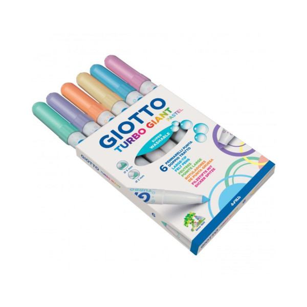 Сет фломастери, Giotto Turbo Giant Pastel, 1/6
