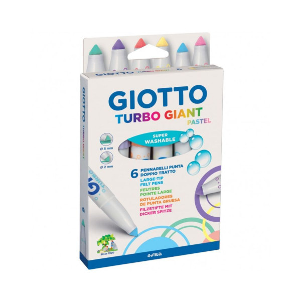 Сет фломастери, Giotto Turbo Giant Pastel, 1/6