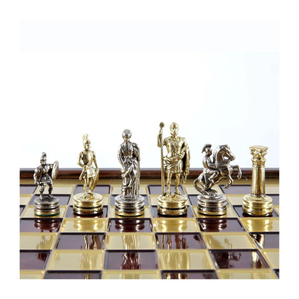 Сет за шах во дрвена кутија, Greek Roman Period Chess Set - Gold & Silver, црвен 