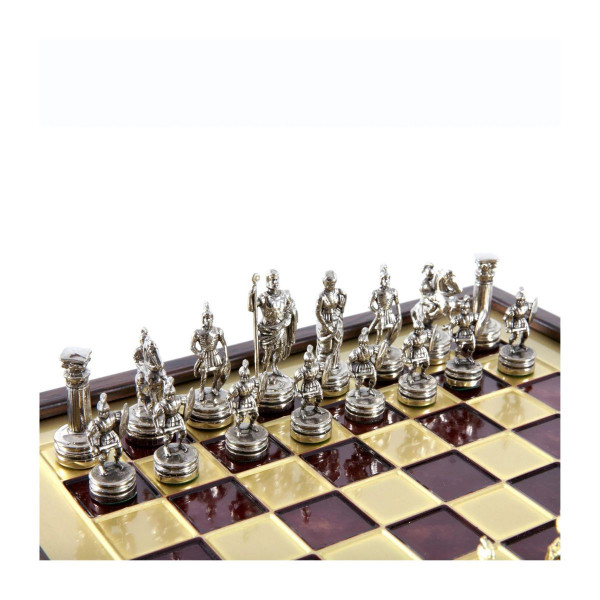 Сет за шах во дрвена кутија, Greek Roman Period Chess Set - Gold & Silver, црвен 