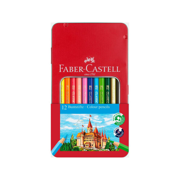 Сет од 12 дрвени боици во метална кутија, Classic Colour 