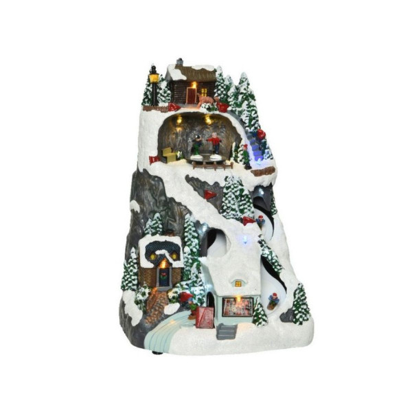 Декоративна фигура со LED светла, Mountain w/Houses 