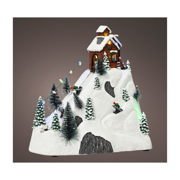 Декоративна фигура со LED светла, Christmas Village w/Ski Slope 