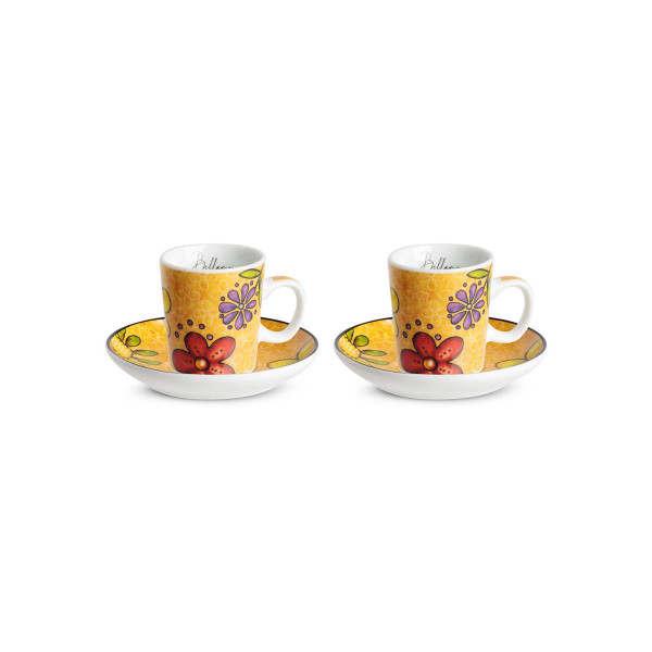 Сет од 2 шолји со тацни, Bellamore Orange, 100ml 