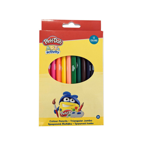 Сет од 12 дрвени боици,  Play-Doh Art & Activity - Triangular Jumbo 