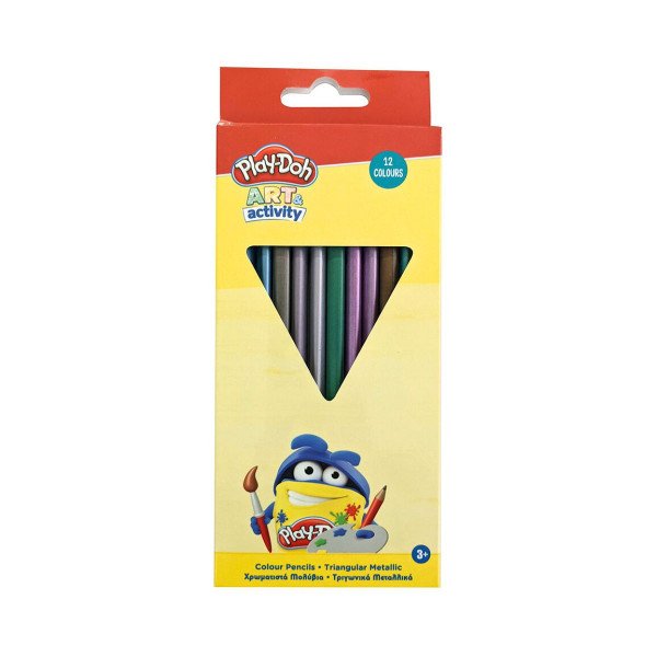 Сет од 12 дрвени боици,  Play-Doh Art & Activity - Triangular Metallic 