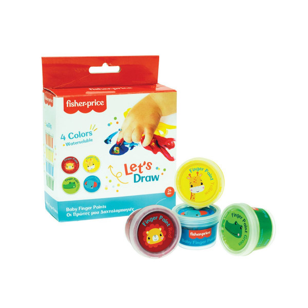 Сет од 4 бои за боење со прсти, Fisher Price - Baby Finger Paints 