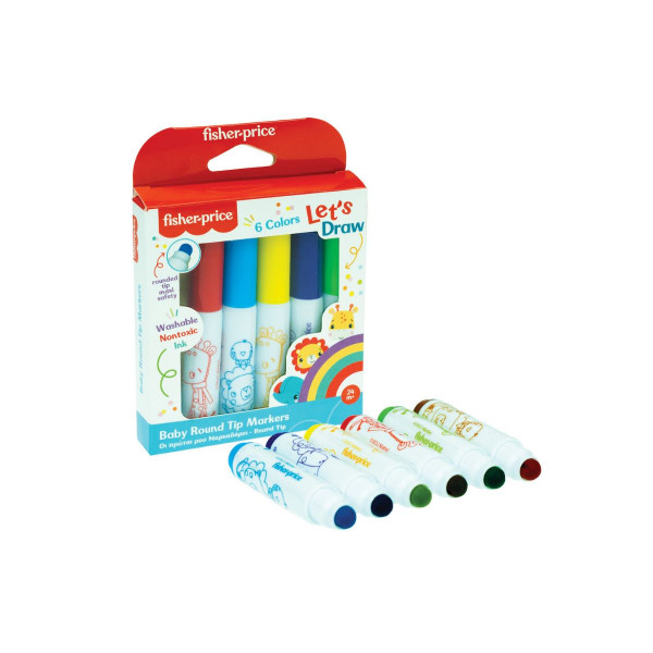 Сет од 6 фломастери за најмали, Fisher Price - Round Tip Markers 