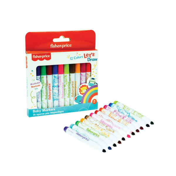 Сет од 12 фломастери за најмали, Fisher Price - Baby Markers 