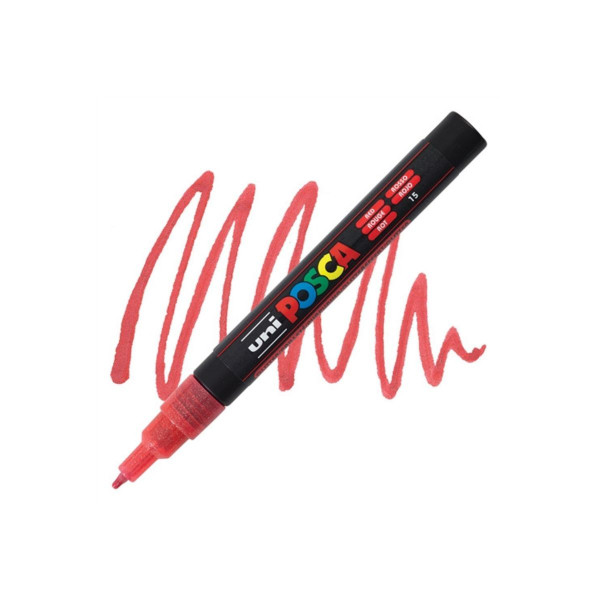 Маркер, Posca PC-3M - Glitter Red 