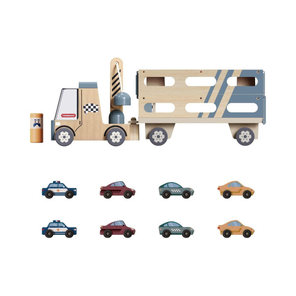 Дрвен сет за игра Roll & Race Car Transporter 