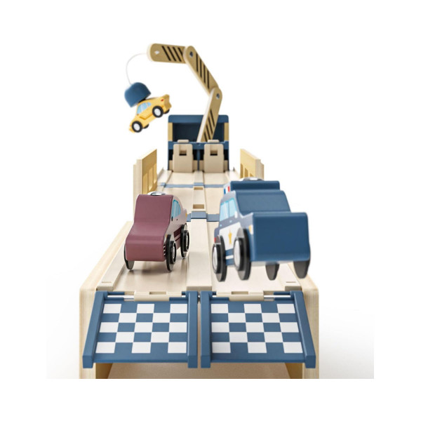 Дрвен сет за игра Roll & Race Car Transporter 