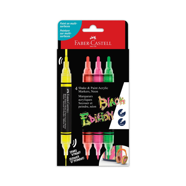 Акрилни маркери, Shake & Paint Neon - Black Edition, 4 бои 