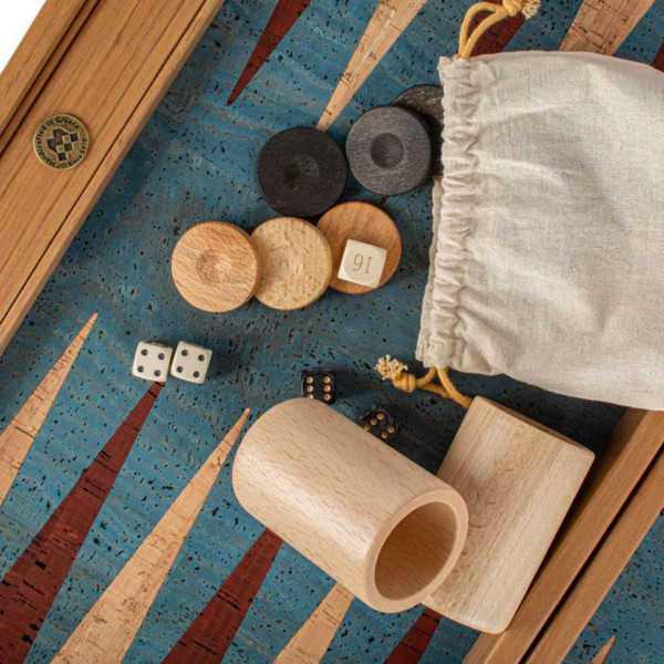 Сет за табла, Premium Handcrafted Turquoise Natural Cork 