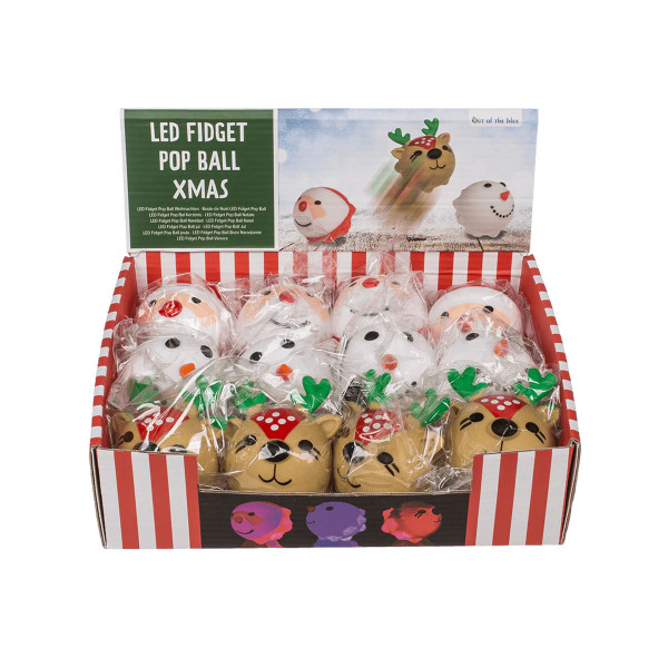 Анти-стрес топче со LED, Xmas Squeeze Pops, 3 дизајни 
