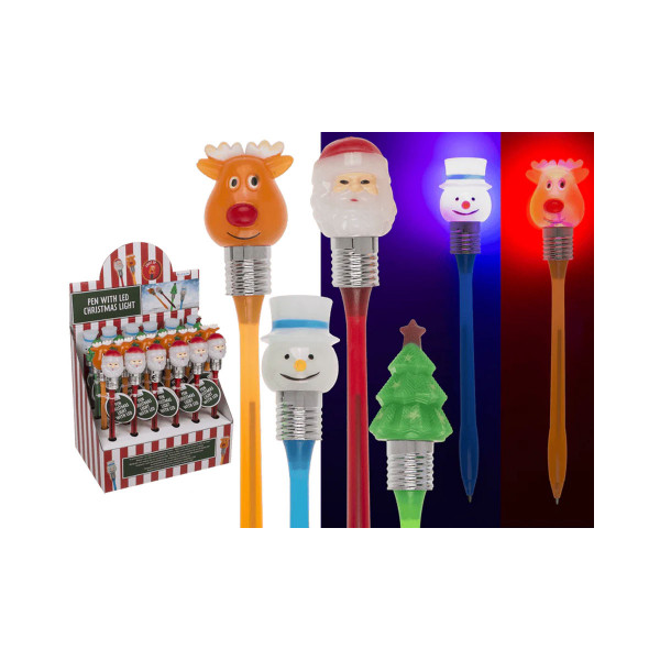 Пенкало со фигура со LED, Christmas, 4 дизајни 