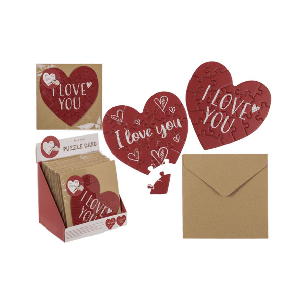 Картичка во облик на срце - сложувалка I Love You, 2 дизајни 