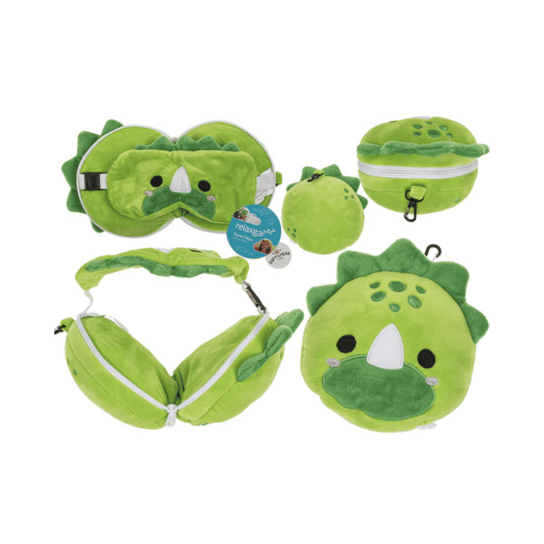 Детска перница за патување + маска за очи Dinosaur 