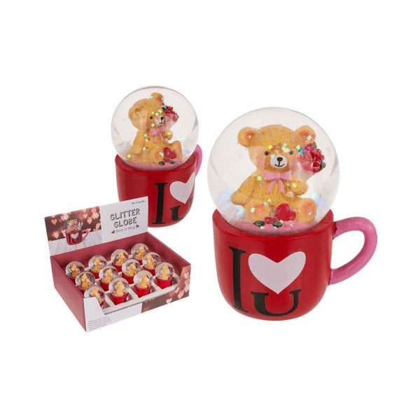 Стаклена топка со глитер Bear in Mug 