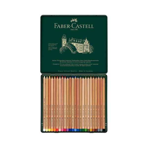 Дрвени боици во метална кутија, Faber Castell - Pitt Pastel, 1/24 
